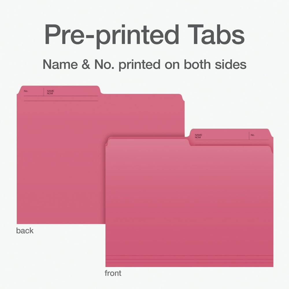 Pendaflex File Folders, 1/2 Cut Tab, Letter Size, Pink, Durable Paper Stock, 100/Box, Ideal for Office/Home/School File Organization, Made in Canada 🍁 All In One Marketplace Canada