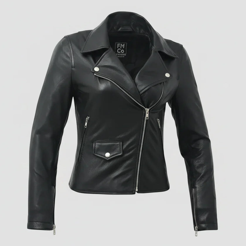 Women’s Lightweight Leather Fashion Jacket | Soft Naked Cowhide Casual Moto Style