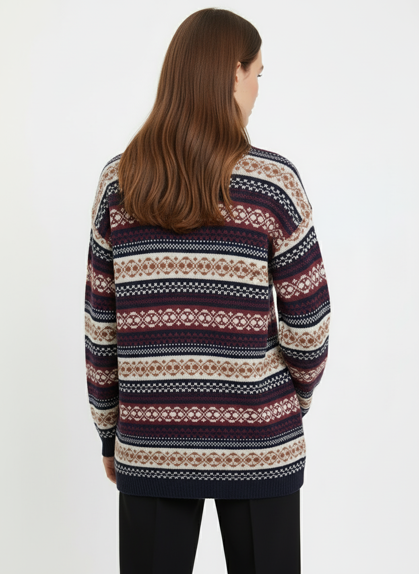 Vintage Fair Isle Knit Sweater Dress