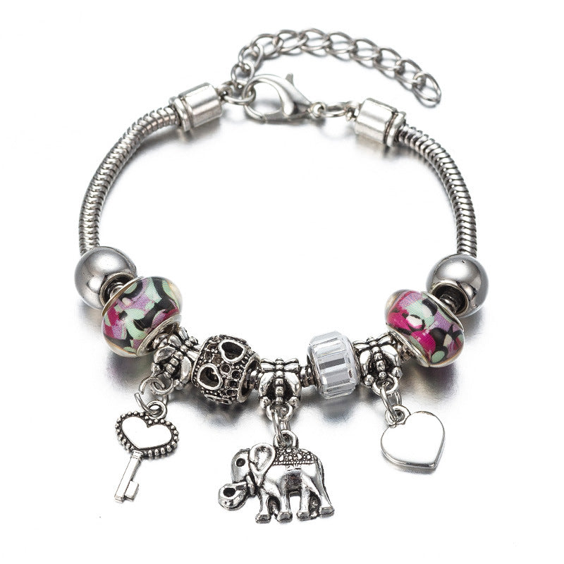 Elephant Charm Bracelet – Alloy Boho Jewelry for Women in 6 Colors (Pink, Blue, Red & More)