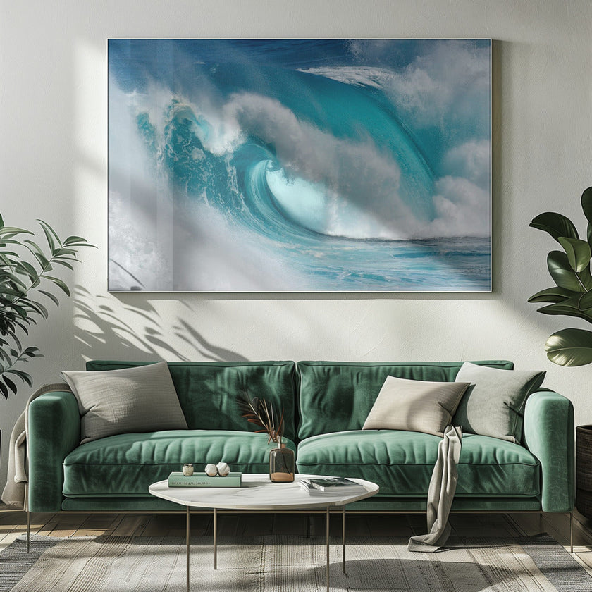 Impression sur toile : Wall art When the ocean turns into blue fire