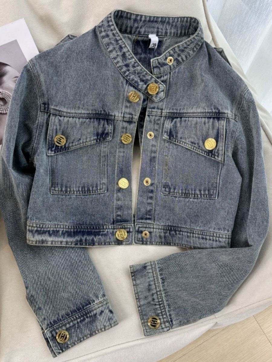Denim Jacket – American Sweet Retro Style for Women
