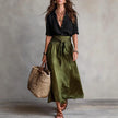 Women's Button-Down Shirt & Straight Skirt Two-Piece Set – Casual Summer Outfit