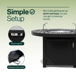 Propane FirePit Table: 50,000 BTU Aluminum Slat Top with Lid, Stainless Steel Burner, Windguard, 8KG Glass Beads, 300D PVC Cover, CSA-Listed