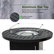 Propane FirePit Table: 50,000 BTU Aluminum Slat Top with Lid, Stainless Steel Burner, Windguard, 8KG Glass Beads, 300D PVC Cover, CSA-Listed