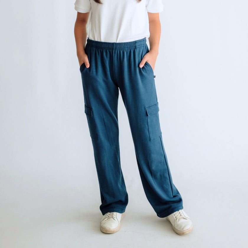 Youth Bamboo Fleece Cargo Pants | Sage