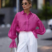 Loose Lapel Lantern Long Sleeves Blouse Shirt For Women