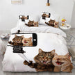 White Cute Cat Bedding Set Girl Ladies Bedroom Comfort Duvet Cover