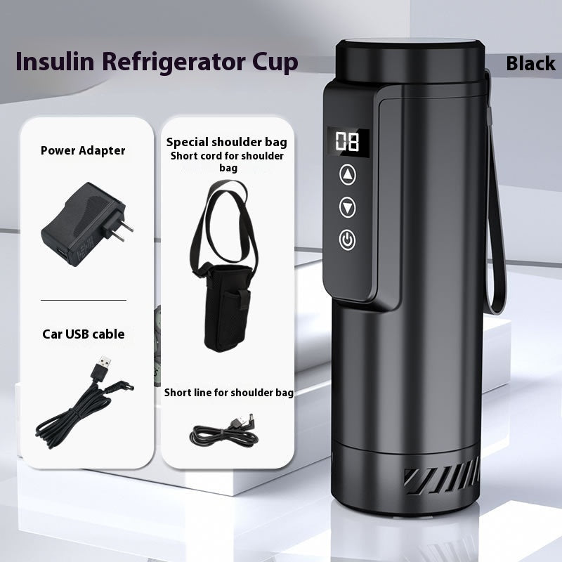 Portable Insulin Refrigerator Cup – Digital Temperature Control, USB Powered (Black & White)
