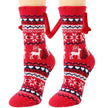 Soft Carton Christmas-themed Fleece Winter Home socks for Women