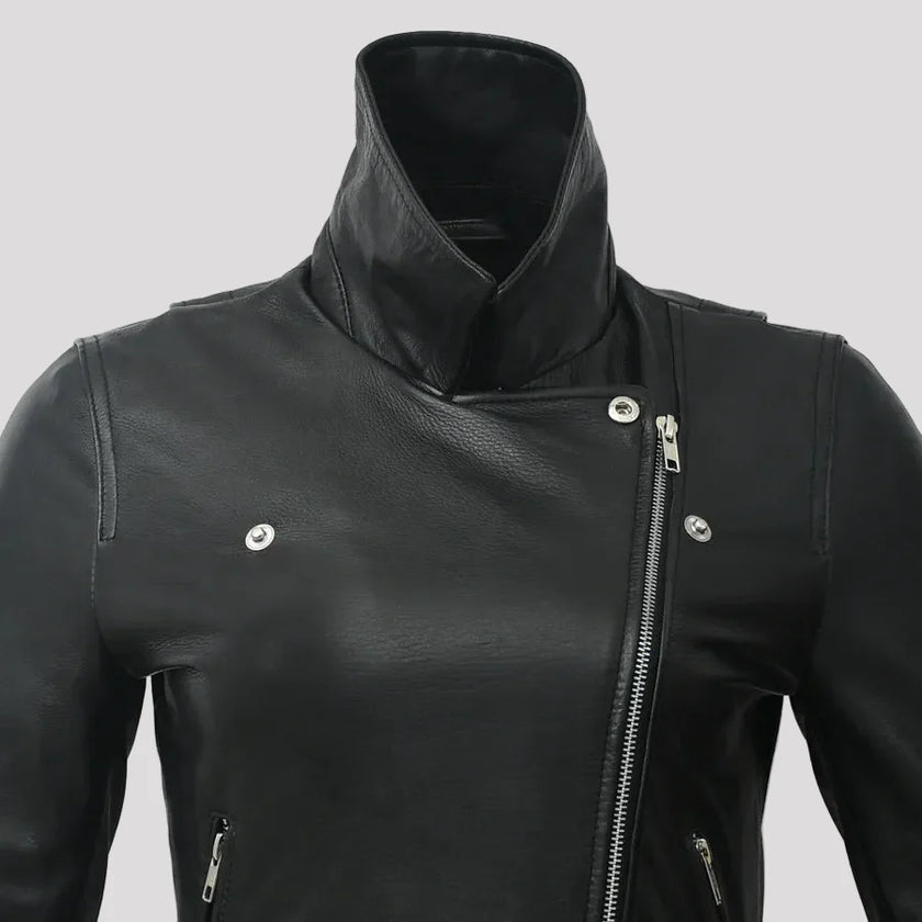 Women’s Lightweight Leather Fashion Jacket | Soft Naked Cowhide Casual Moto Style