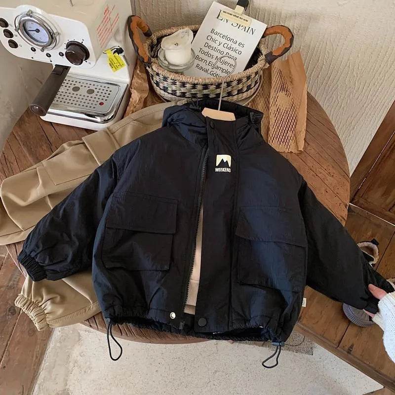 Children Fashion Personality Hoodie Padded Windproof  Winter Coat Jacket Kids