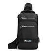 Men's Multifunction Nylon Backpack Crossbody Shoulder Bag with USB Charging Port