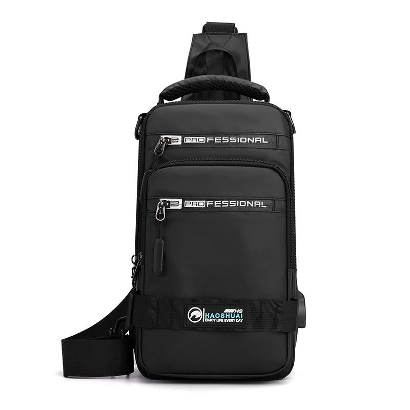 Men's Multifunction Nylon Backpack Crossbody Shoulder Bag with USB Charging Port