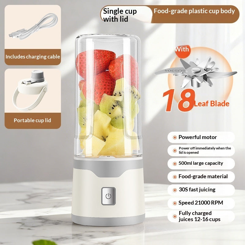 Rechargeable Electric Juicer Cup – Portable USB Blender with 6-Blade & Double Cup | 500ML