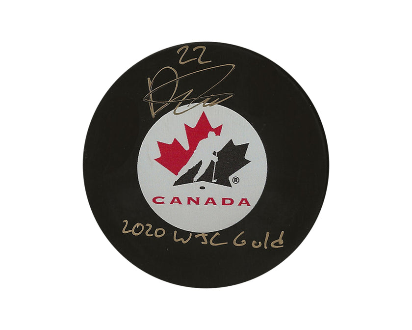 Dylan Cozens Autographed Team Canada Autograph Model Puck Inscribed 
