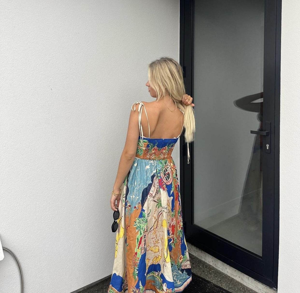 Elegant Ladies Spaghetti strap Vacation Resort Boho Floral Summer Maxi dress