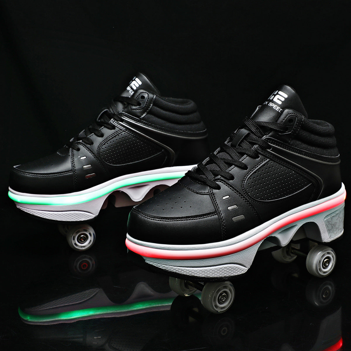 Four Wheel Rampage LED Roller Skate Shoes – 7-Color Atmosphere Breathing Light