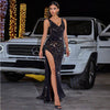 High Slit Sequined Evening Party  Cocktail dress