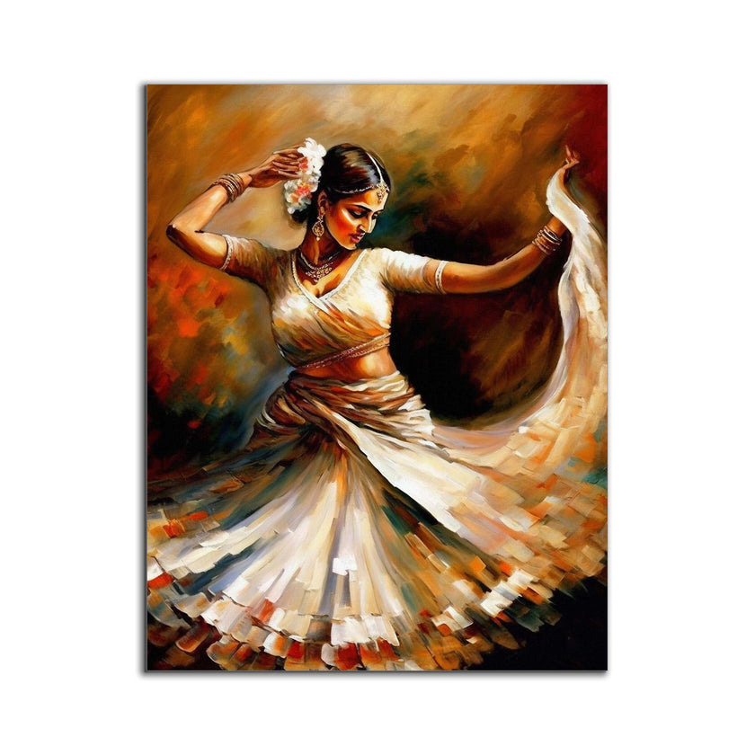 Art mural - Danse orange - Beaux-arts - Vernis doré - Impression sur toile