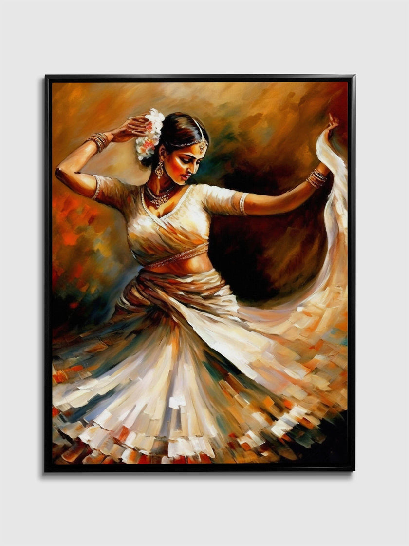 Art mural - Danse orange - Beaux-arts - Vernis doré - Impression sur toile