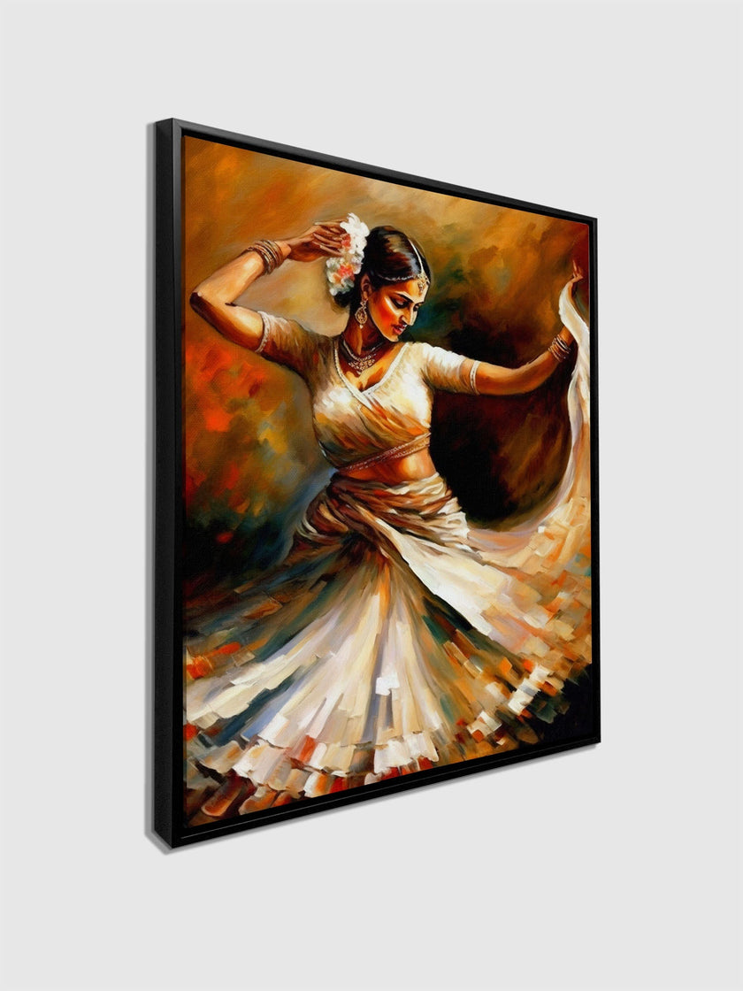 Art mural - Danse orange - Beaux-arts - Vernis doré - Impression sur toile