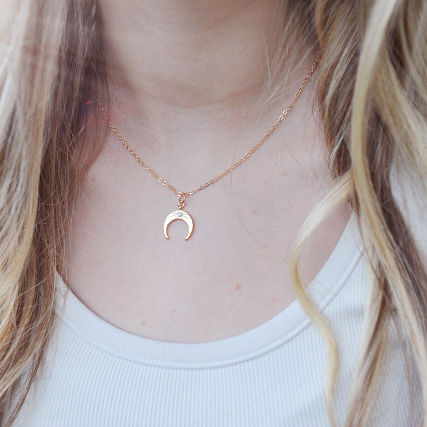 Opal Crescent Moon Necklace
