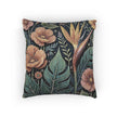 Tropical Floral tapestry pillow | woven botanical throw pillow, vintage jungle design