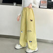 Women's Casual Loose Wide Leg sweatpant  – Y2K Streetwear Trousers in Pink, Yellow & Grey