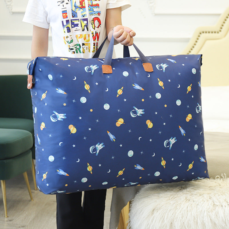 Oxford Cloth Blanket and Quilt Storage Bags, Airtight, Moisture-Proof, Wardrobe Hanging, Cartoon Print