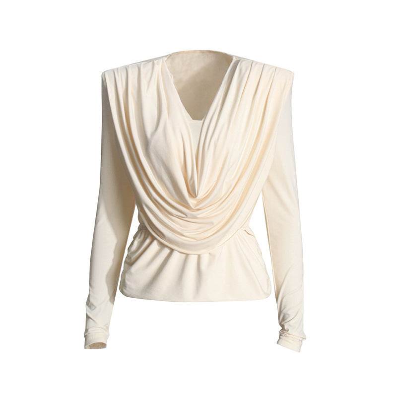 Top Fashion Swing pleated draping cowl neck blouse top