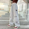 Women's Casual Loose Wide Leg sweatpant  – Y2K Streetwear Trousers in Pink, Yellow & Grey