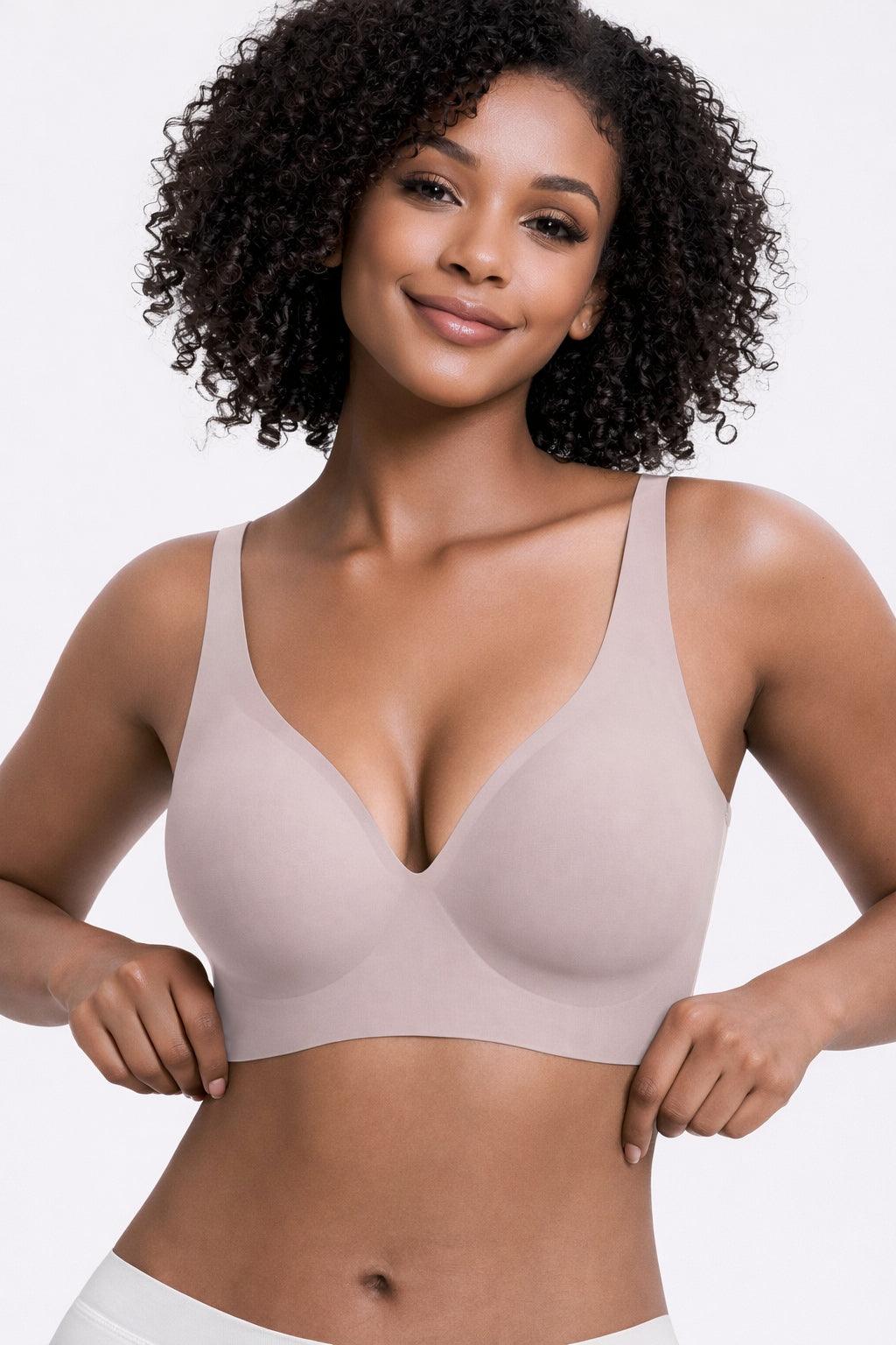 Women's Deep V Wireless Seamless Push-Up Bralette for Everyday and T-Shirt Wear
