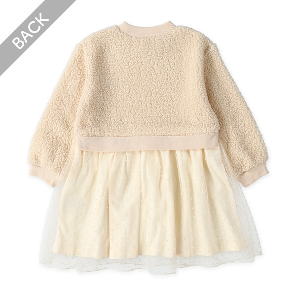 西松屋 ドットチュールボア長袖ワンピース 正規品