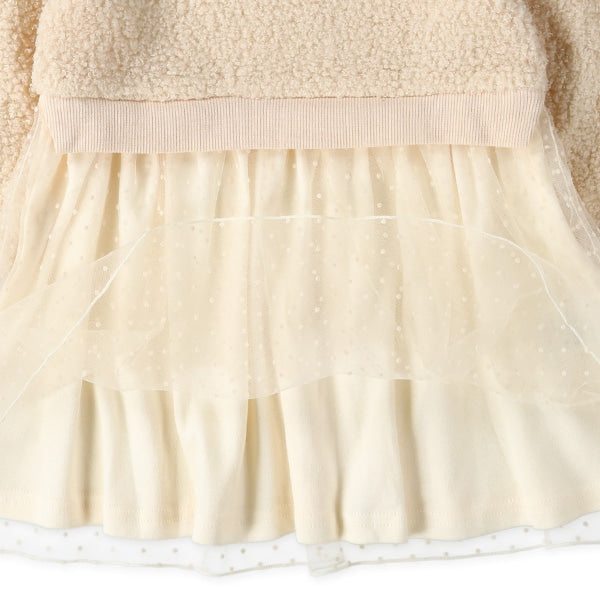 西松屋 ドットチュールボア長袖ワンピース 正規品