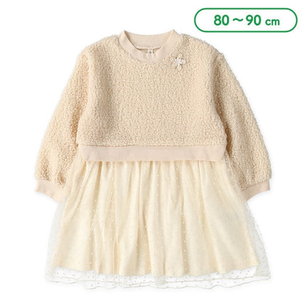 西松屋 ドットチュールボア長袖ワンピース 正規品