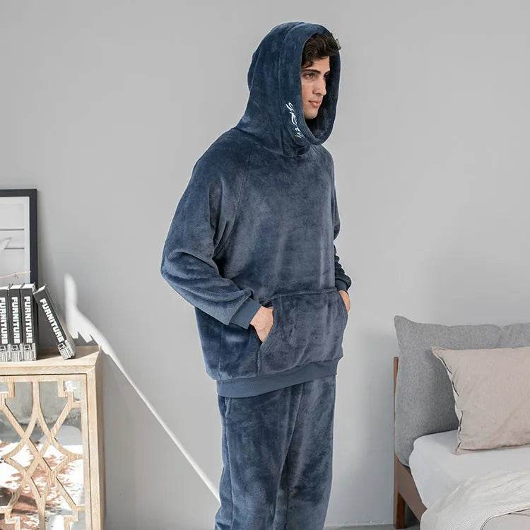 Men's Hooded Warm And Thickened Pajamas Suit