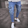 Cargo Hole Denim Jeans Men pant slim fitted