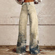 Graphic Printed Bootcut Jeans for Women – Wide Leg Printed Denim Trousers