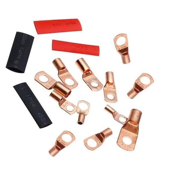 120Pcs Copper Wire Terminal Connectors, AWG 2 4 6 8 10 Copper Wire Lugs With Heat Shrink Set, 60Pcs Copper Wire Lugs And 60pcs Heat Shrink Tubing