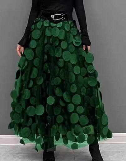 Women's Retro fashion Line  Midi Maxi Prairie Skirt