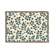 Botanical Star Woven Blanket — Reversible Leaf & Star Pattern Throw