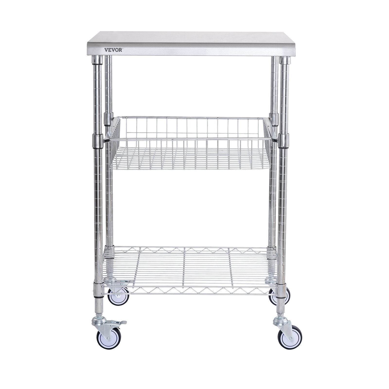 VEVOR 3-Tier Workbench Utility Cart for Kitchen Office