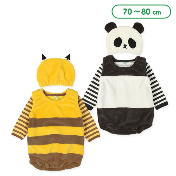 西松屋 ELFINDOLL 帽子付きパンダ・ハチTシャツ＆ロンパースなりきり着ぐるみセット 正規品