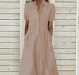 Women's European And American Lapel Casual loose button down Midi Denim jeans Mum Dress