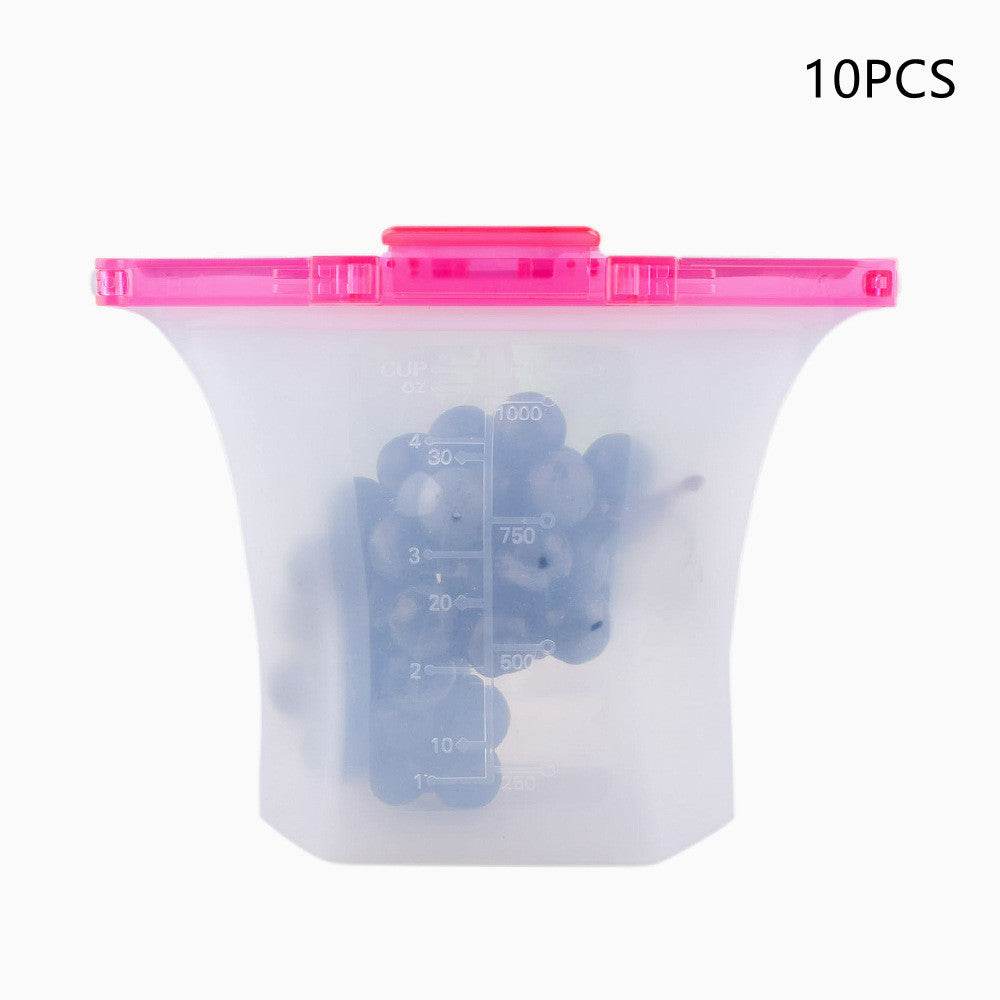 10pcs Kitchen Refrigerator Silicone Food Storage Bag
