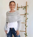 Autumn And Winter Warm Knitted Shawl top Women's Hollowed-out Double Sleeve