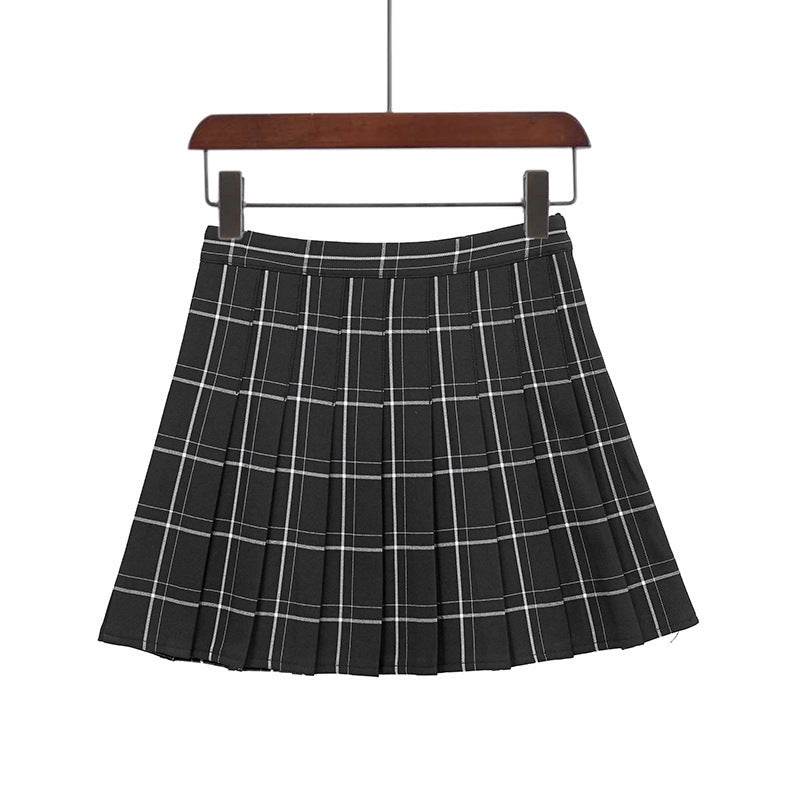 Mini Plaid Pleated High Waist Skirt A- Line Skirt