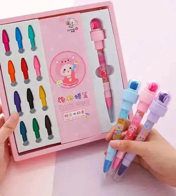 12 Color Bubble Crayon Painting Graffiti Seal for Children