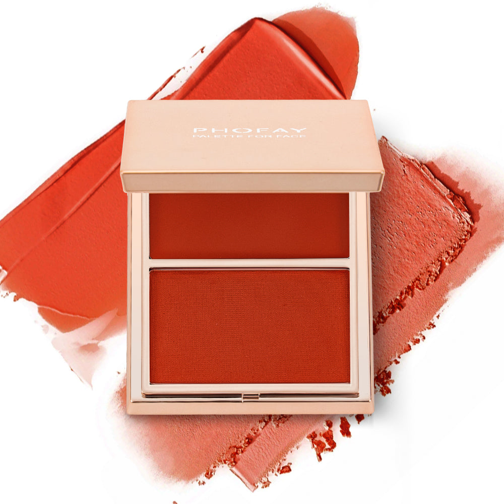 PHOFAY Double-Take Cream & Powder Blush Duo – Multi-Colour Blush & Contour Set